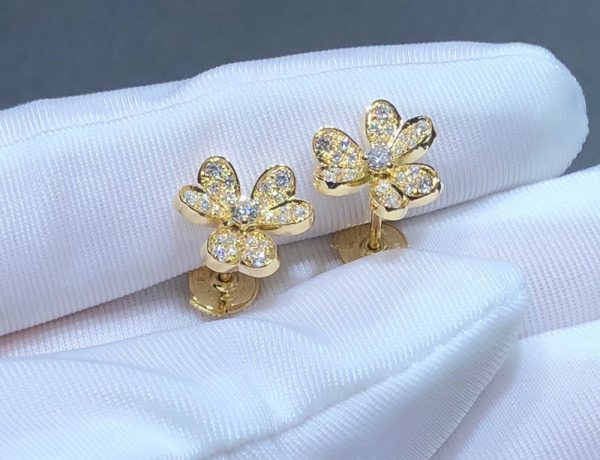 Bông Tai Nữ Van Cleef & Arpels Frivole Chế Tác Kim Cương Thiên Nhiên Vàng 18K (2)