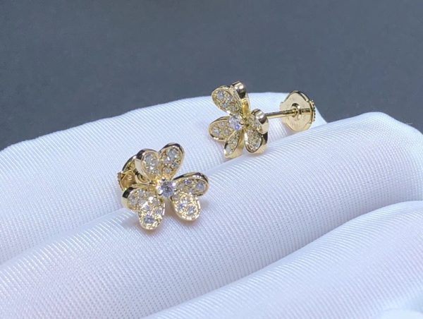 Bông Tai Nữ Van Cleef & Arpels Frivole Chế Tác Kim Cương Thiên Nhiên Vàng 18K (2)