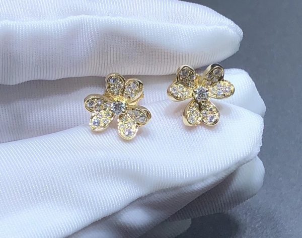 Bông Tai Nữ Van Cleef & Arpels Frivole Chế Tác Kim Cương Thiên Nhiên Vàng 18K (2)