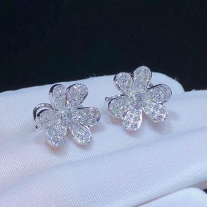 Bông Tai Van Cleef & Arpels Frivole Tuỳ Chỉnh Kim Cương Tự Nhiên Vàng Trắng 18K (2)