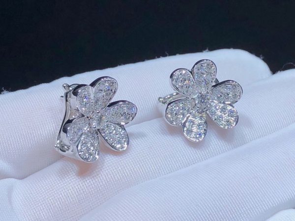 Bông Tai Van Cleef & Arpels Frivole Tuỳ Chỉnh Kim Cương Tự Nhiên Vàng Trắng 18K (2)