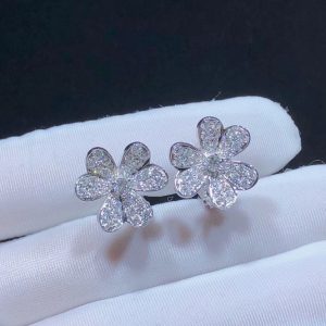 Bông Tai Van Cleef & Arpels Frivole Tuỳ Chỉnh Kim Cương Tự Nhiên Vàng Trắng 18K (2)