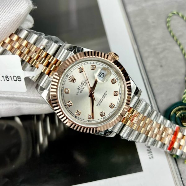 Đồng Hồ Bọc Vàng Rolex DateJust 126331 Mặt Xám Bạc Nhà Máy GM 41mm (8)