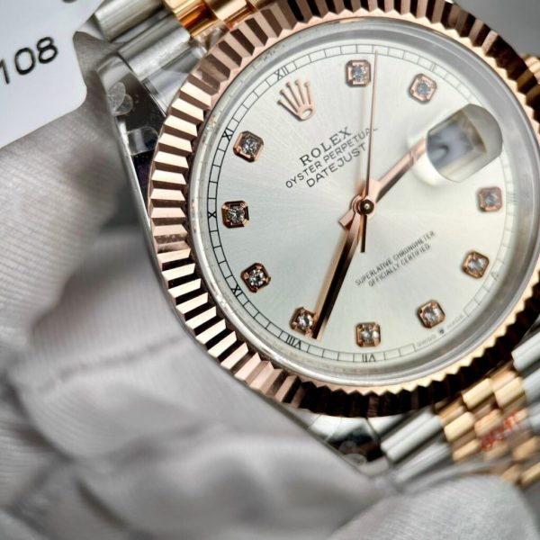 Đồng Hồ Bọc Vàng Rolex DateJust 126331 Mặt Xám Bạc Nhà Máy GM 41mm (8)