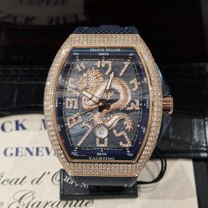 Đồng Hồ Franck Muller Nam Đính Đá Họa Tiết Rồng Màu Xanh Dương V45 ABF 45mm