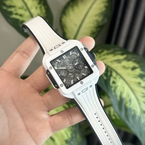 Đồng Hồ Hublot Square Bang Unico Gốm Trắng Replica 11 Nhà Máy BBF 42mm (5)