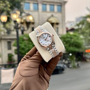 Đồng Hồ Nữ Rolex DateJust Mặt Khảm Trai Màu Demi Fake Cao Cấp Nhất 31mm