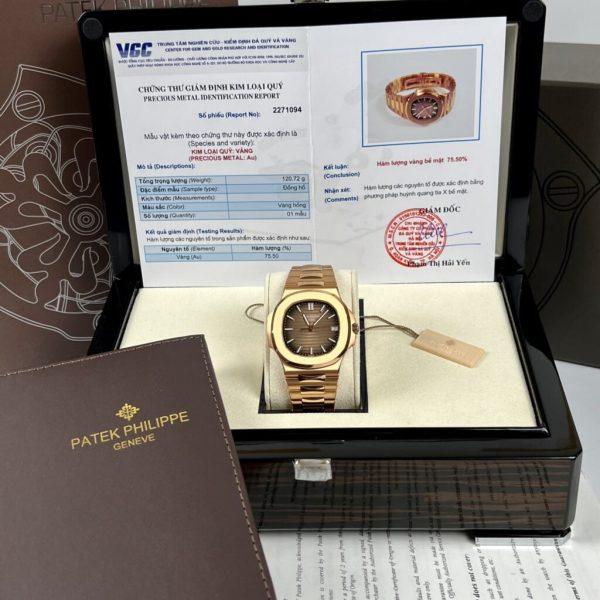 Đồng Hồ Patek Philippe Nautilus 5711 Bọc Vàng Hồng Mặt Số Màu Nâu 3KF 40mm