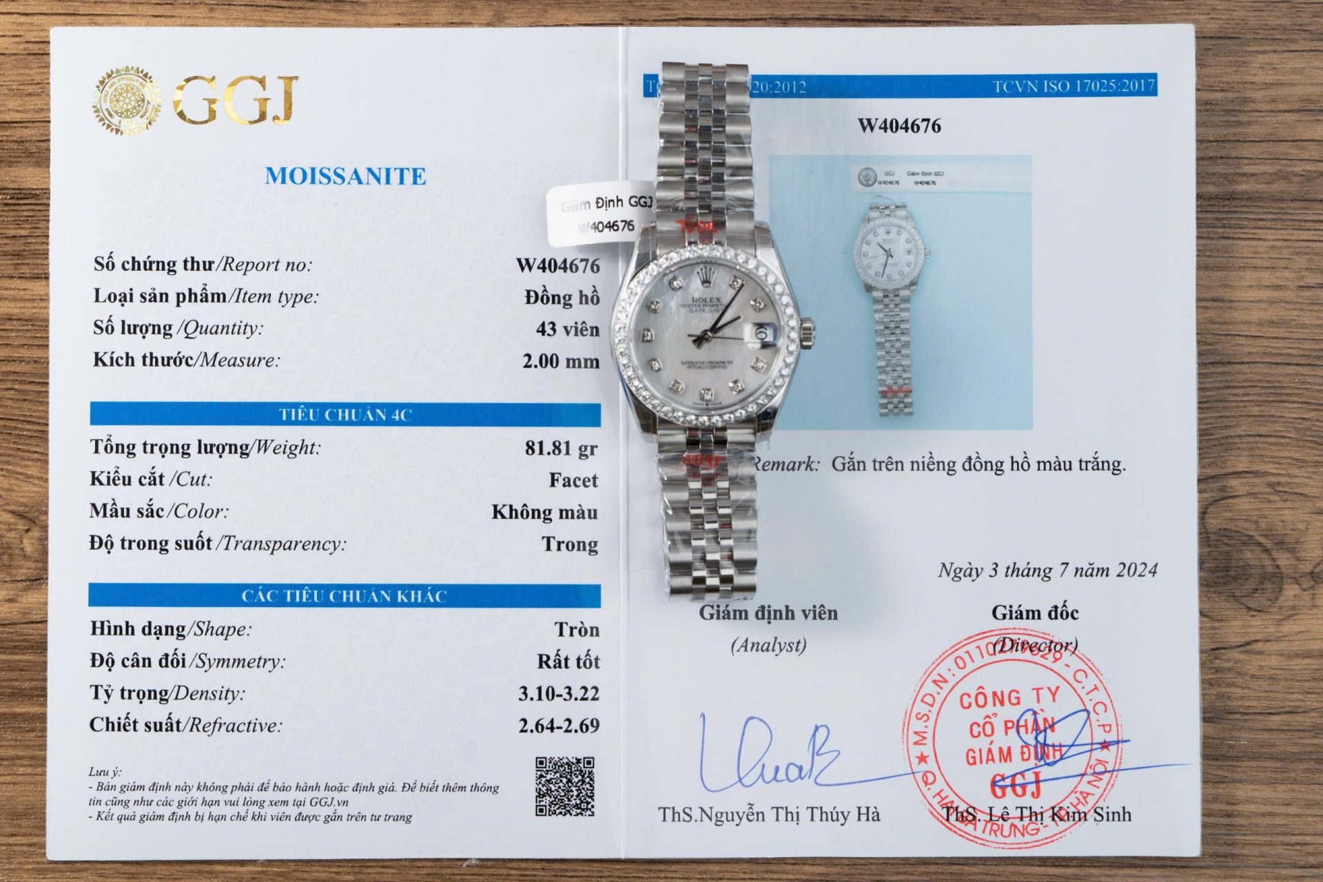 Đồng Hồ Rolex DateJust Rep 11 Nữ Mặt MOP Niềng Độ Kim Cương Moissanite 31mm