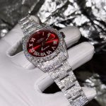 Đồng Hồ Rolex DateJust Supreme Đính Full Kim Cương Moissanite Mặt Đỏ 41mm