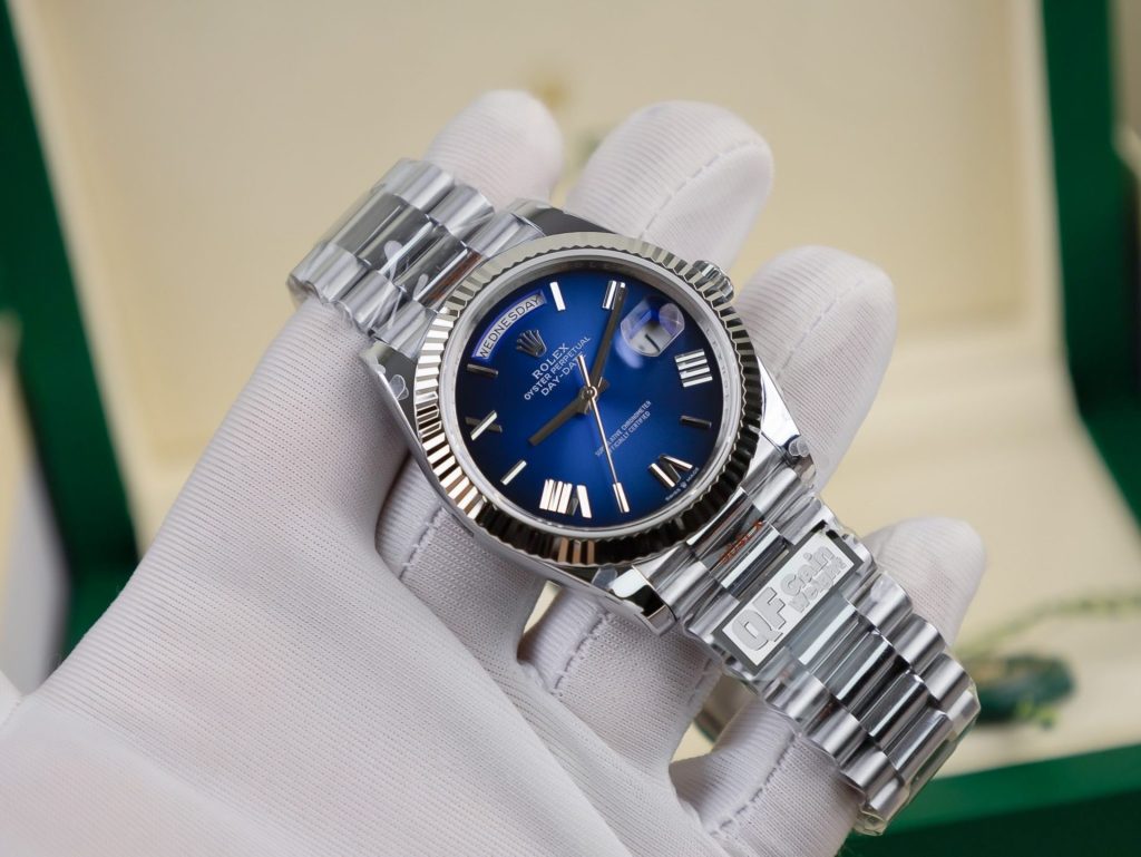 Đồng Hồ Rolex Day-Date Blue Ombre Chế Tác Nhà Máy QF Bản Nặng 40mm (7)