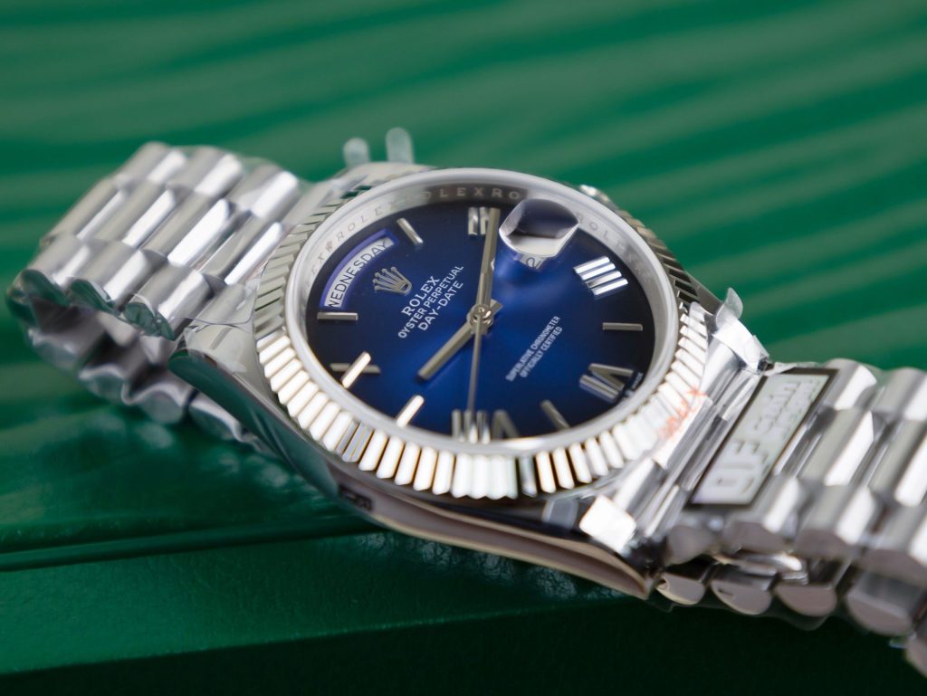 Đồng Hồ Rolex Day-Date Blue Ombre Chế Tác Nhà Máy QF Bản Nặng 40mm (7)