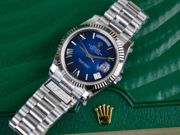 Đồng Hồ Rolex Day-Date Blue Ombre Chế Tác Nhà Máy QF Bản Nặng 40mm (7)