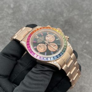 Đồng Hồ Rolex Daytona Rainbow Vàng Khối Kim Cương Đá Quý Tự Nhiên 40mm (5)