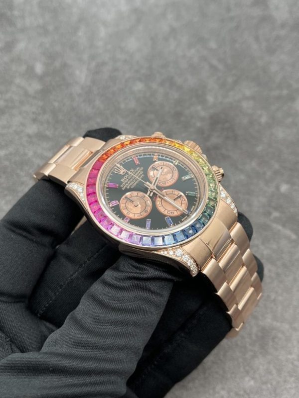 Đồng Hồ Rolex Daytona Rainbow Vàng Khối Kim Cương Đá Quý Tự Nhiên 40mm (5)