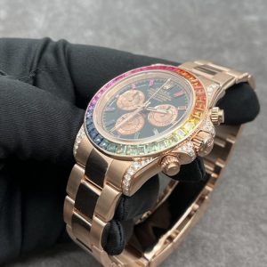 Đồng Hồ Rolex Daytona Rainbow Vàng Khối Kim Cương Đá Quý Tự Nhiên 40mm (5)