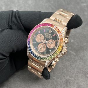 Đồng Hồ Rolex Daytona Rainbow Vàng Khối Kim Cương Đá Quý Tự Nhiên 40mm (5)