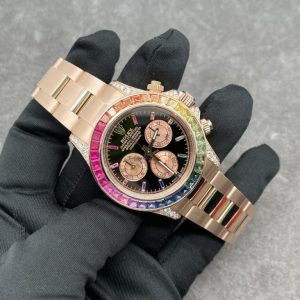 Đồng Hồ Rolex Daytona Rainbow Vàng Khối Kim Cương Đá Quý Tự Nhiên 40mm (5)