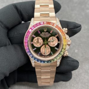 Đồng Hồ Rolex Daytona Rainbow Vàng Khối Kim Cương Đá Quý Tự Nhiên 40mm (5)