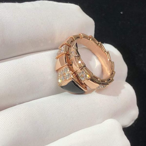 Nhẫn BVLGari Serpenti Vipper Chế Tác Đá Quý Kim Cương Vàng Hồng 18K (2)