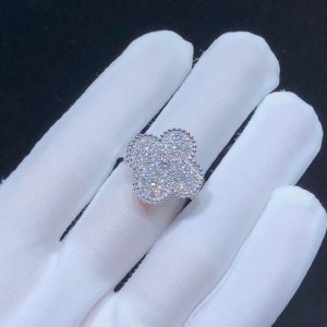 Nhẫn Van Cleef And Arpels Magic Alhambra Remake Kim Cương Tự Nhiên Vàng Trắng 18K (2)