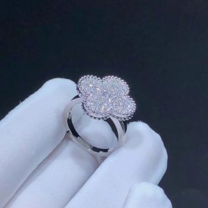 Nhẫn Van Cleef And Arpels Magic Alhambra Remake Kim Cương Tự Nhiên Vàng Trắng 18K (2)