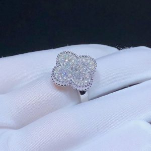 Nhẫn Van Cleef And Arpels Magic Alhambra Remake Kim Cương Tự Nhiên Vàng Trắng 18K (2)