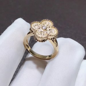 Nhẫn Van Cleef & Arpels Vintage Alhambra Chế Tác Kim Cương Thiên Nhiên Vàng 18K (2)