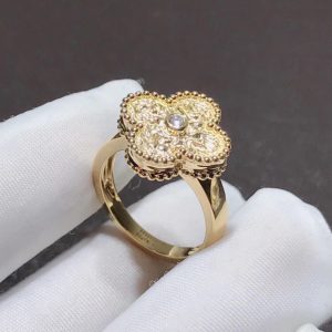 Nhẫn Van Cleef & Arpels Vintage Alhambra Chế Tác Kim Cương Thiên Nhiên Vàng 18K (2)