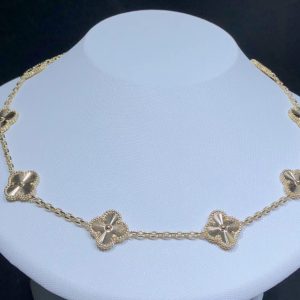 Vòng Cổ Nữ Van Cleef & Arpels Vintage Alhambra 10 Hoạ Tiết Tuỳ Chỉnh Vàng 18K (2)