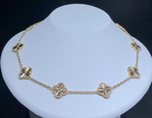 Vòng Cổ Nữ Van Cleef & Arpels Vintage Alhambra 10 Hoạ Tiết Tuỳ Chỉnh Vàng 18K (2)