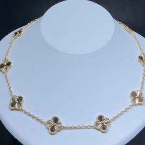 Vòng Cổ Nữ Van Cleef & Arpels Vintage Alhambra 10 Hoạ Tiết Tuỳ Chỉnh Vàng 18K (2)