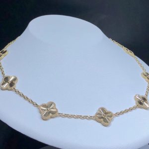 Vòng Cổ Nữ Van Cleef & Arpels Vintage Alhambra 10 Hoạ Tiết Tuỳ Chỉnh Vàng 18K (2)