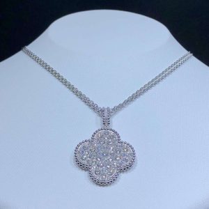 Vòng Cổ Van Cleef And Arpels Magic Alhambra 2 Vòng Dây Chế Tác Kim Cương Vàng Trắng 18K (2)