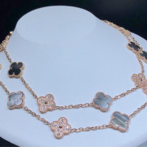 Vòng Cổ Van Cleef & Arpels Alhambra 20 Hoạ Tiết Tuỳ Chỉnh Vàng Hồng 18K Xà Cừ Kim Cương Tự Nhiên (2)