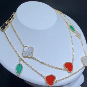 Vòng Cổ Van Cleef & Arpels Lucky Alhambra Tuỳ Chỉnh Đá Quý Xà Cừ Vàng 18K (2)