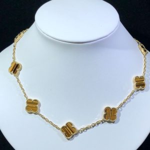 Vòng Cổ Van Cleef & Arpels Vintage Alhambra 10 Hoạ Tiết Chế Tác Đá Quý Vàng 18K (2)