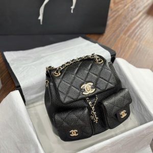 Balo Nữ Chanel Mini 23SS Siêu Cấp Da Hạt Màu Đen 16.5x17 (2)