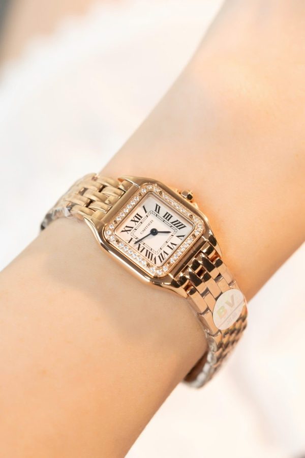 Đồng Hồ Cartier Panthere Rep 11 Cao Cấp Nữ Màu Vàng Hồng Máy Pin Thuỵ Sỹ 22mm (2)