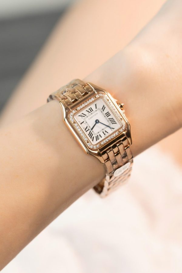 Đồng Hồ Cartier Panthere Replica 11 Nữ Màu Vàng Hồng Máy Pin Thuỵ Sỹ 27mm (2)