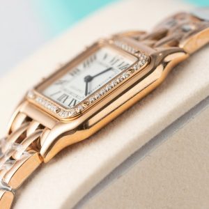 Đồng Hồ Cartier Panthere Replica 11 Nữ Màu Vàng Hồng Máy Pin Thuỵ Sỹ 27mm (2)