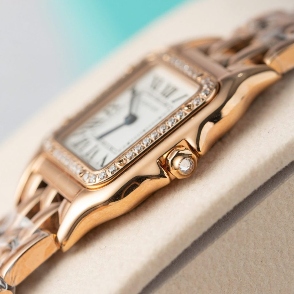 Đồng Hồ Cartier Panthere Replica 11 Nữ Màu Vàng Hồng Máy Pin Thuỵ Sỹ 27mm (2)