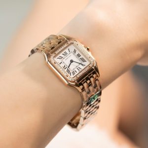 Đồng Hồ Cartier Panthere Replica 11 Nữ Màu Vàng Hồng Máy Pin Thuỵ Sỹ 27mm (2)