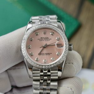 Đồng Hồ Rolex DateJust Replica 11 Nữ Mặt Hồng Đính Kim Cương Moissanite 31mm (2)