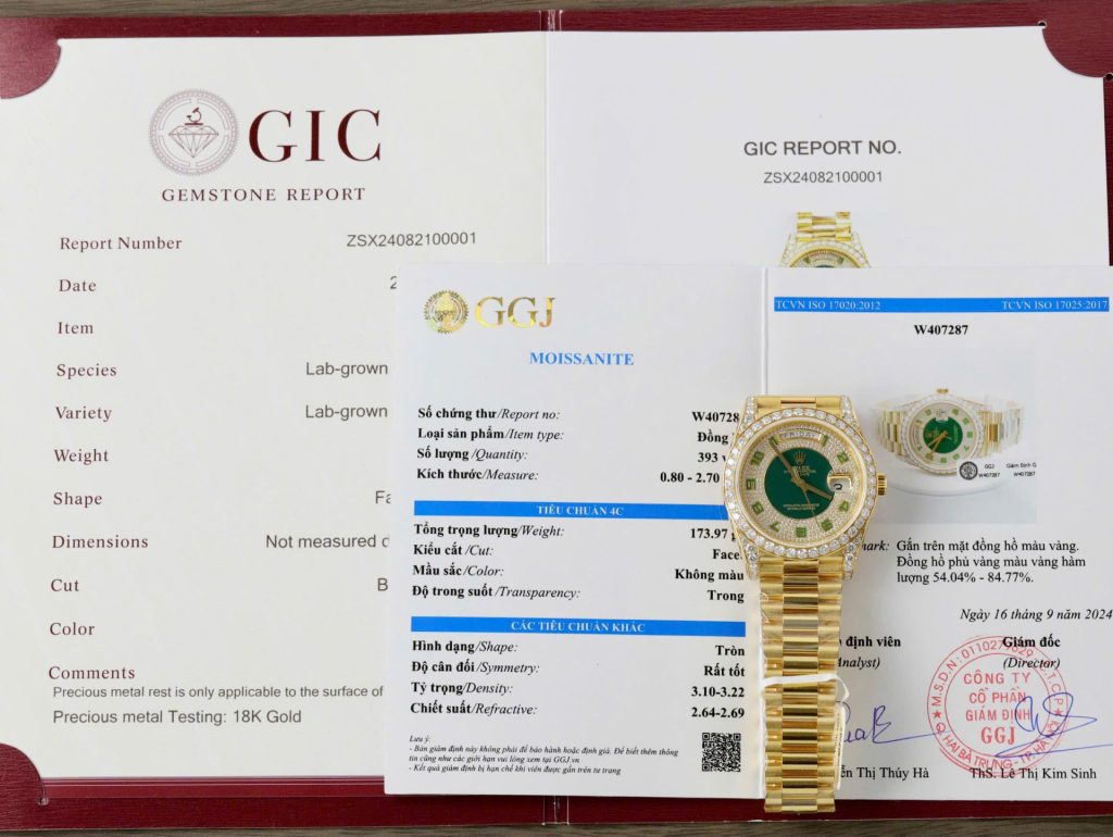 Đồng Hồ Rolex Day-Date Chế Tác Bọc Vàng Đính Kim Cương Moissanite Trọng Lượng 173 Gram 40mm (2)