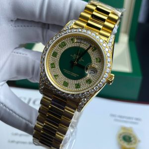 Đồng Hồ Rolex Day-Date Chế Tác Bọc Vàng Đính Kim Cương Moissanite Trọng Lượng 173 Gram 40mm (2)