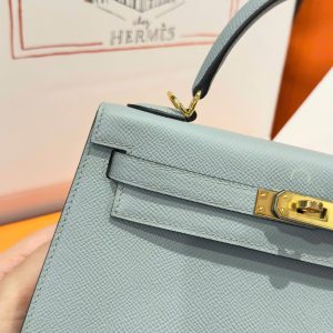 Túi Hàng Hiệu Hermes Kelly Like Auth Nữ Màu Xám Khoá Vàng 25cm (2)