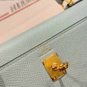 Túi Hàng Hiệu Hermes Kelly Like Auth Nữ Màu Xám Khoá Vàng 25cm (2)