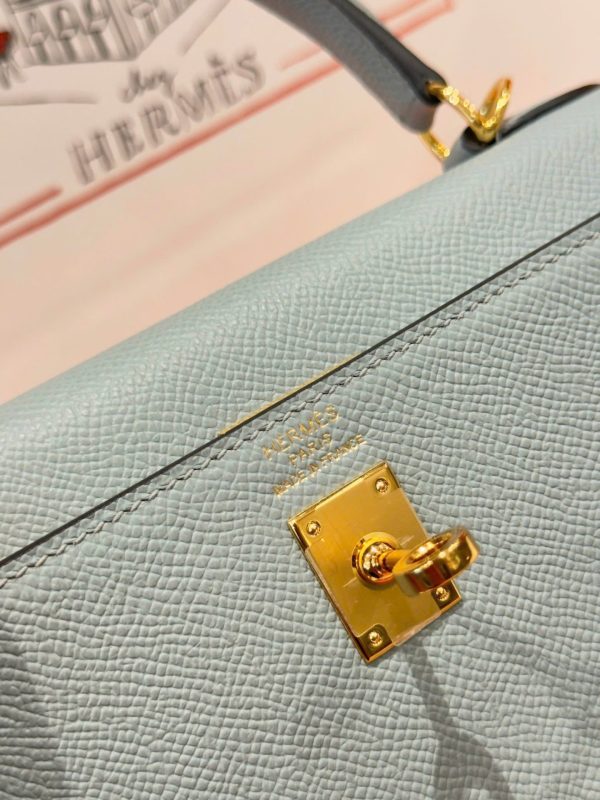 Túi Hàng Hiệu Hermes Kelly Like Auth Nữ Màu Xám Khoá Vàng 25cm (2)