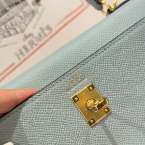 Túi Hàng Hiệu Hermes Kelly Like Auth Nữ Màu Xám Khoá Vàng 25cm (2)